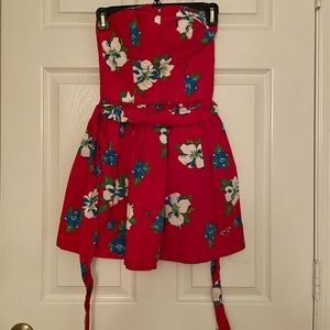 Hollister floral print strapless short dress with belt